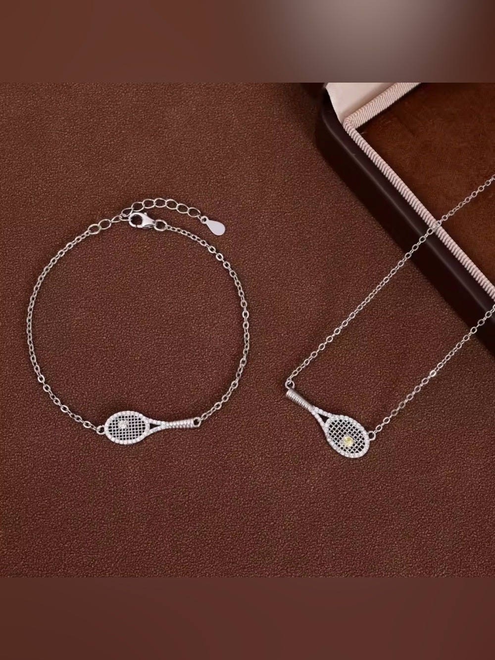 New Silver Tennis Racket Bracelet - Silver